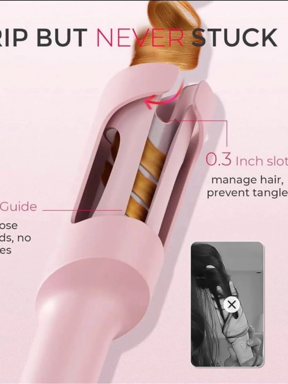 TYMO Pink Automatic Rotating Curling Iron - 1 Inch